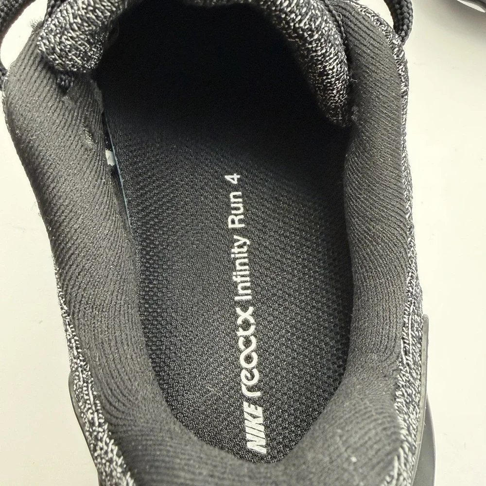 Womens Size 6 Nike ReactX Infinity Run 4 Black White Running Shoes‎ DR2670 003